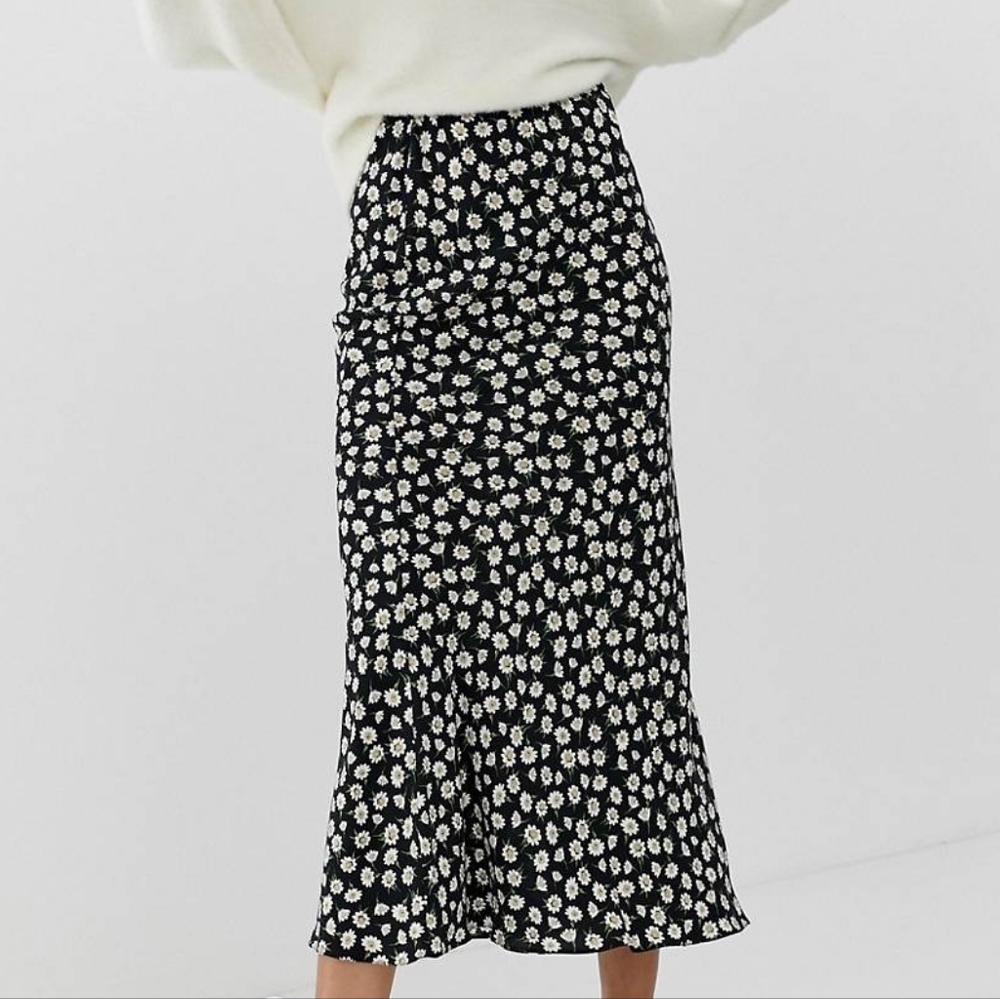 ASOS Black and White Floral Maxi Skirt